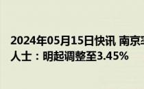 2024年05月15日快讯 南京率先下调首套房贷利率工商银行人士：明起调整至3.45%