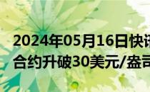 2024年05月16日快讯 COMEX白银期货主力合约升破30美元/盎司