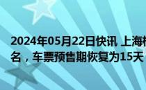 2024年05月22日快讯 上海松江地区两座火车站今起正式更名，车票预售期恢复为15天