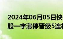 2024年06月05日快讯 竞价看龙头：申华控股一字涨停晋级5连板