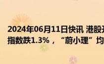 2024年06月11日快讯 港股开盘：两大指数低开，恒生科技指数跌1.3%，“蔚小理”均跌超2%