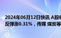 2024年06月12日快讯 A股收评：指数涨跌互现，沪指震荡反弹涨0.31%，传媒 煤炭等板块走强