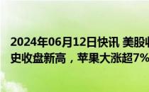 2024年06月12日快讯 美股收评：纳指 标普500指数均创历史收盘新高，苹果大涨超7%再创历史新高