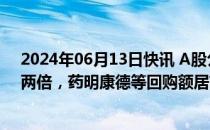 2024年06月13日快讯 A股公司前5月合计回购金额同比翻两倍，药明康德等回购额居前