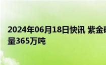 2024年06月18日快讯 紫金矿业黑龙江铜山铜矿新增铜资源量365万吨