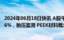 2024年06月18日快讯 A股午评：指数低开高走，沪指涨0.36%，胎压监测 PEEK材料概念领涨