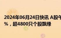 2024年06月24日快讯 A股午评：指数震荡下挫，沪指跌0.7%，超4800只个股飘绿