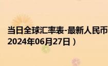 当日全球汇率表-最新人民币兑换沙特里亚尔汇率汇价查询（2024年06月27日）