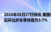 2024年06月27日快讯 美国第一季度核心PCE物价指数季调后环比折年率终值为3.7%