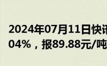 2024年07月11日快讯 全国碳市场今日收跌1.04%，报89.88元/吨