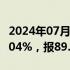 2024年07月11日快讯 全国碳市场今日收跌1.04%，报89.88元/吨