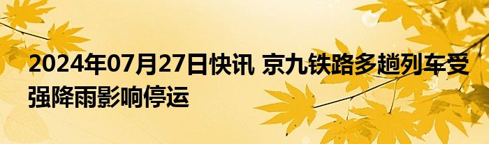 2024年07月27日快讯 京九铁路多趟列车受强降雨影响停运