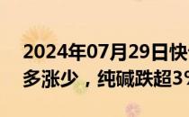 2024年07月29日快讯 国内期货主力合约跌多涨少，纯碱跌超3%