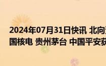 2024年07月31日快讯 北向资金今日净买入195.8亿元，中国核电 贵州茅台 中国平安获净买入居前