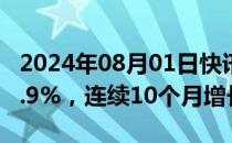 2024年08月01日快讯 韩7月出口额同比增13.9%，连续10个月增长