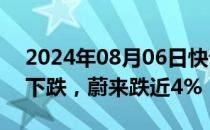 2024年08月06日快讯 美股热门中概股多数下跌，蔚来跌近4%