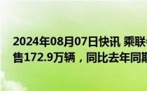 2024年08月07日快讯 乘联会：初步统计7月乘用车市场零售172.9万辆，同比去年同期下降2%