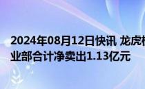 2024年08月12日快讯 龙虎榜丨中公教育今日跌停，上榜营业部合计净卖出1.13亿元