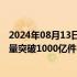 2024年08月13日快讯 国家邮政局：今年以来我国快递业务量突破1000亿件