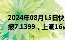 2024年08月15日快讯 人民币兑美元中间价报7.1399，上调16点