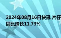 2024年08月16日快讯 片仔癀：上半年净利润17.22亿元，同比增长11.73%