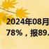 2024年08月22日快讯 全国碳市场今日收涨0.78%，报89.22元/吨