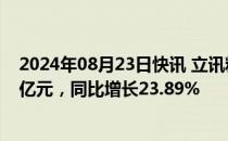 2024年08月23日快讯 立讯精密：上半年归母净利润53.96亿元，同比增长23.89%