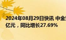 2024年08月29日快讯 中金黄金：上半年归母净利润17.43亿元，同比增长27.69%