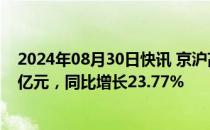 2024年08月30日快讯 京沪高铁：上半年归母净利润63.57亿元，同比增长23.77%