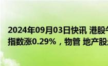 2024年09月03日快讯 港股午评：指数涨跌不一，恒生科技指数涨0.29%，物管 地产股走强