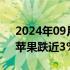 2024年09月16日快讯 美股开盘涨跌不一，苹果跌近3%