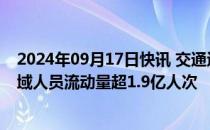 2024年09月17日快讯 交通运输部：9月16日，全社会跨区域人员流动量超1.9亿人次