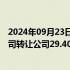 2024年09月23日快讯 永辉超市：股东拟向名创优品实控公司转让公司29.40%股份，第一大股东将变更为骏才国际