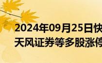 2024年09月25日快讯 大金融股继续走强，天风证券等多股涨停