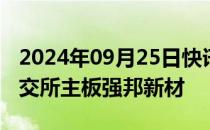 2024年09月25日快讯 今日1只新股申购：深交所主板强邦新材