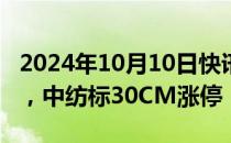 2024年10月10日快讯 北证50涨幅扩大至5%，中纺标30CM涨停