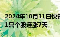 2024年10月11日快讯 今日3只个股连涨9天，1只个股连涨7天