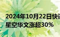 2024年10月22日快讯 港股影视娱乐股拉升，星空华文涨超30%