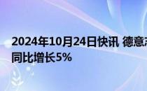 2024年10月24日快讯 德意志银行三季度净收入75亿欧元，同比增长5%