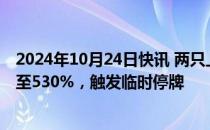 2024年10月24日快讯 两只上市新股N六九 N天脉涨幅收窄至530%，触发临时停牌